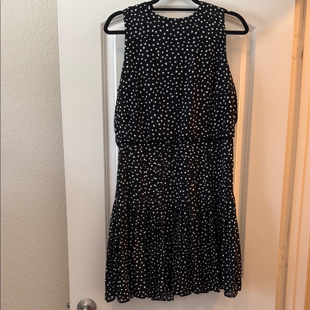 Ann Taylor Black and White Pleated Midi Dress